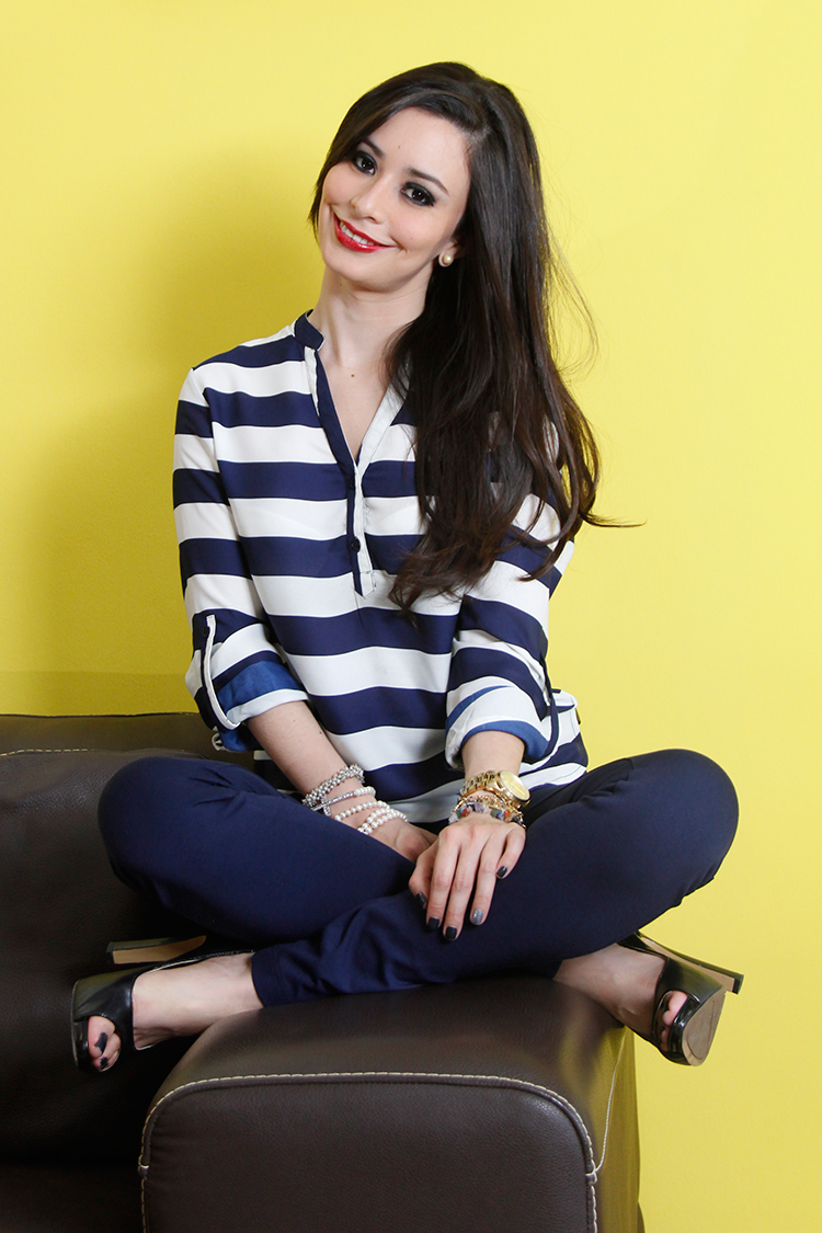 Fashion - Yellow, Navy & A Brown Couch by Sonia Valdés