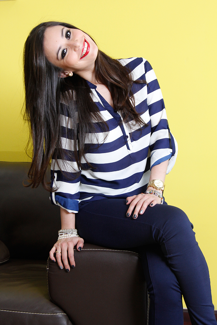 Fashion - Yellow, Navy & A Brown Couch by Sonia Valdés